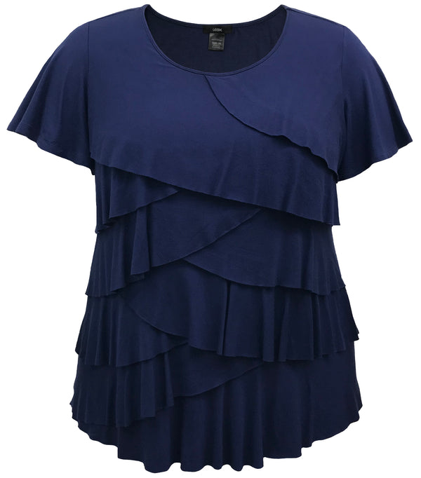 Women's Crew Neck Short Sleeve Ruffle Top