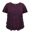 Women's Crew Neck Short Sleeve Ruffle Top