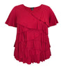 Women's Crew Neck Short Sleeve Ruffle Top