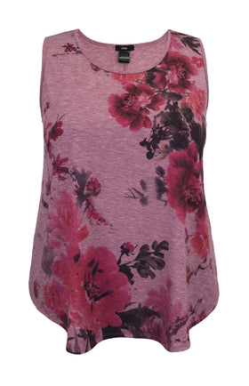 Women and Plus Size Mauve Floral  Printed Tank Top
