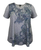 Teal Paisley Swing V-Neck Short Sleeve Print Top