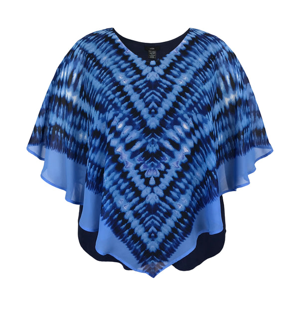 Women's Tie-Dye Double-Layered Chiffon Poncho Top