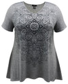 Medallion Short Sleeve High-Low Print Top