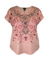 Necklace V-Neck Dolman Short Sleeve Print Top