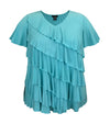 Women's V-Neck Short Sleeve Ruffle  Top