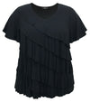 Women's V-Neck Short Sleeve Ruffle  Top