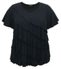 Women's V-Neck Short Sleeve Ruffle  Top