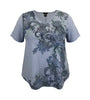 Plus Size Teal Paisley V-Neck Short Sleeve Print Top