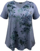 Teal Floral Swing V-Neck Short Sleeve Print Top