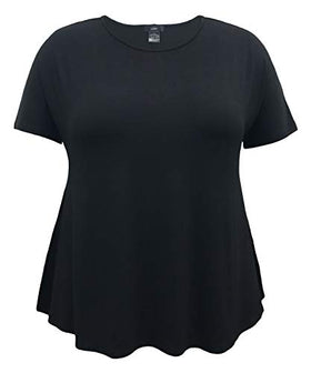 Plus Size Solid Short Sleeve Swing Top