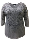 Paisley 3/4 Sleeve V-Neck Print Top