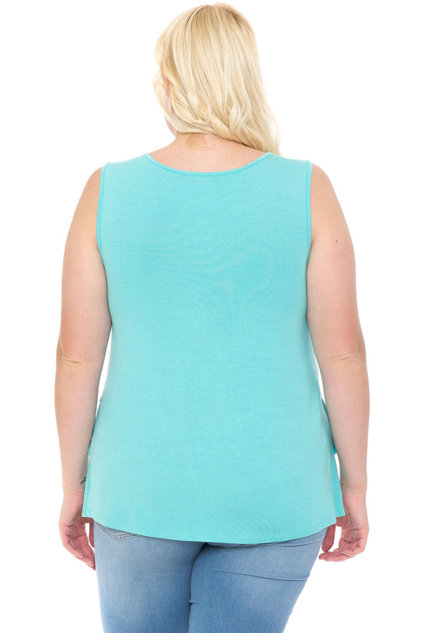 Women's Crew Neck Ruffle Tank